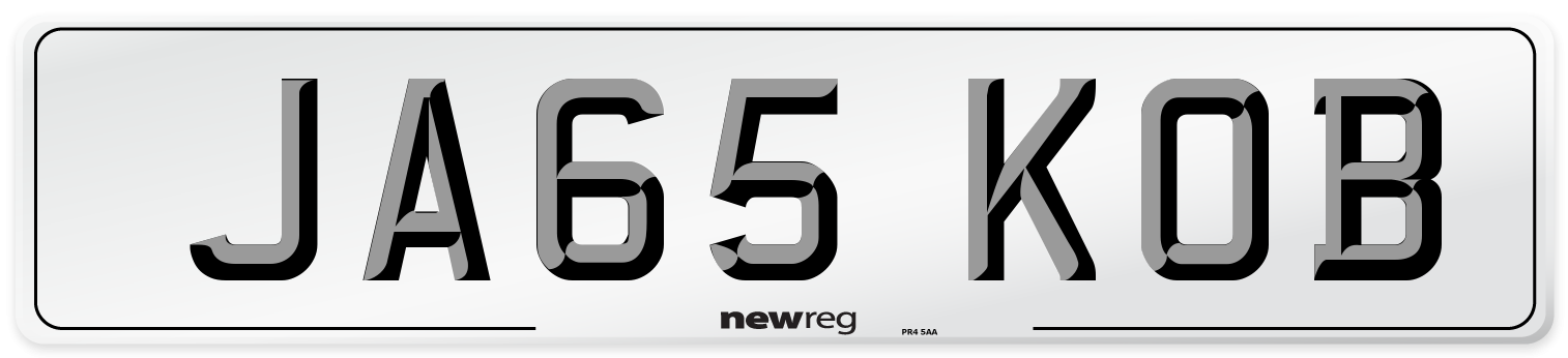 JA65 KOB Number Plate from New Reg